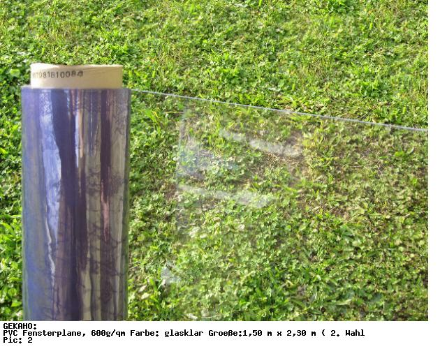 PVC Fensterplane, 600g/qm Farbe glasklar Größe 1,50